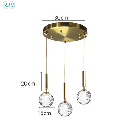 Modern brass & black glass ball led pendant light dining room