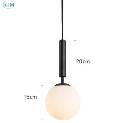 Modern brass & black glass ball led pendant light dining room