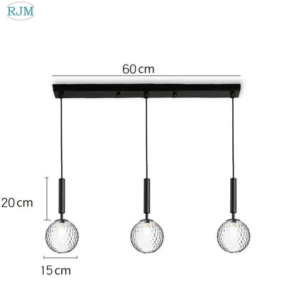 Modern brass & black glass ball led pendant light dining room