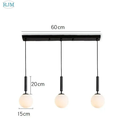 Modern brass & black glass ball led pendant light dining room