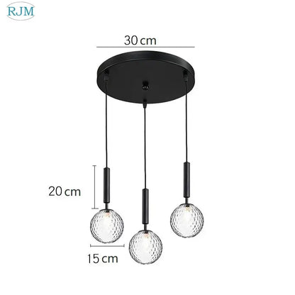 Modern brass & black glass ball led pendant light dining room