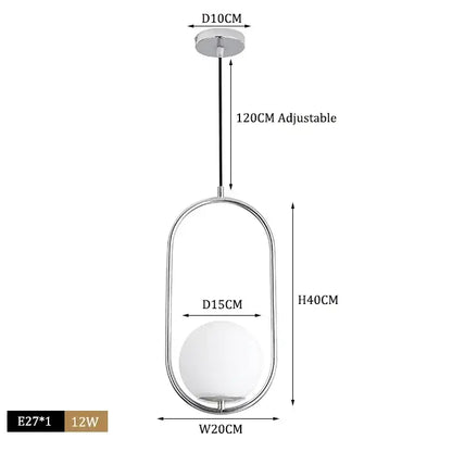 Modern brass & black glass ball pendant light dining room