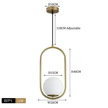 Modern brass & black glass ball pendant light dining room