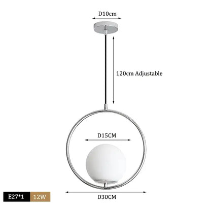 Modern brass & black glass ball pendant light dining room