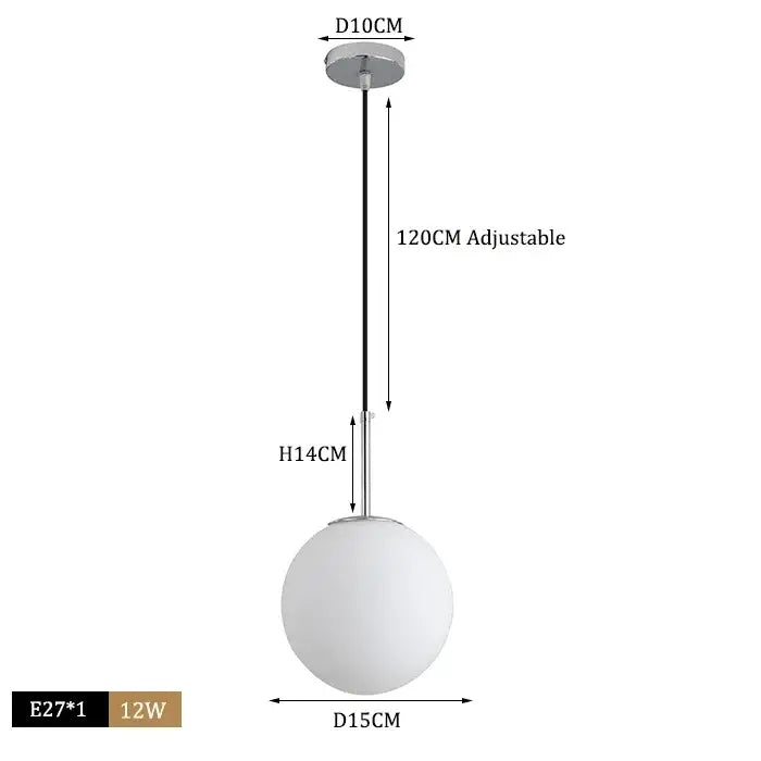 Modern brass & black glass ball pendant light dining room