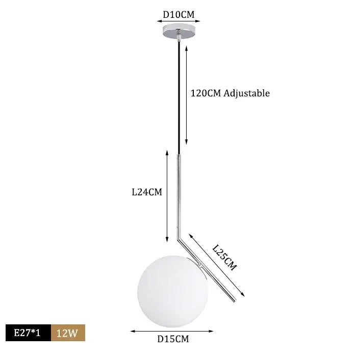 Modern brass & black glass ball pendant light dining room