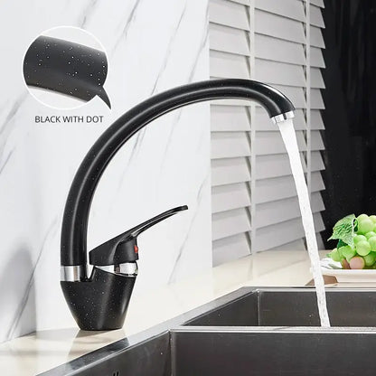 Modern brass black kitchen sink faucet with curved swivel spout