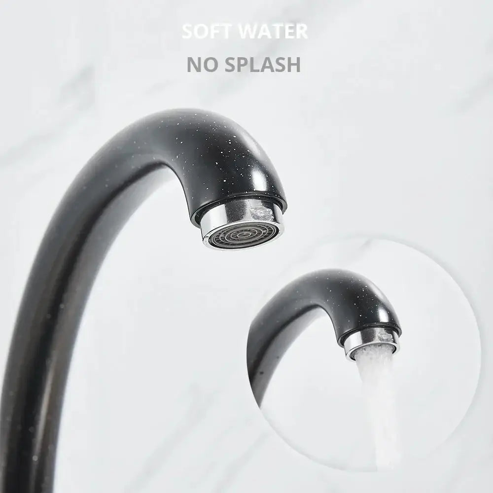 Modern brass black kitchen sink faucet with curved swivel spout