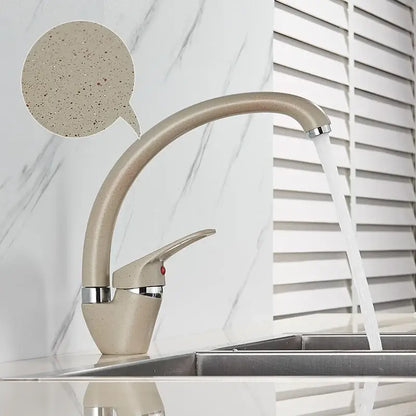 Modern brass black kitchen sink faucet with curved swivel spout