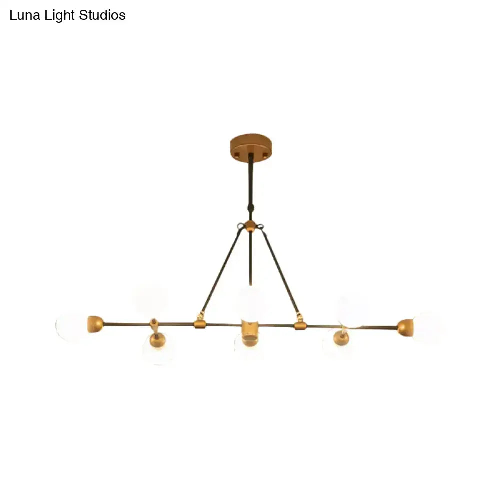 Modern brass & black orb shade chandelier dining room light