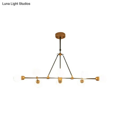 Modern brass & black orb shade chandelier dining room light