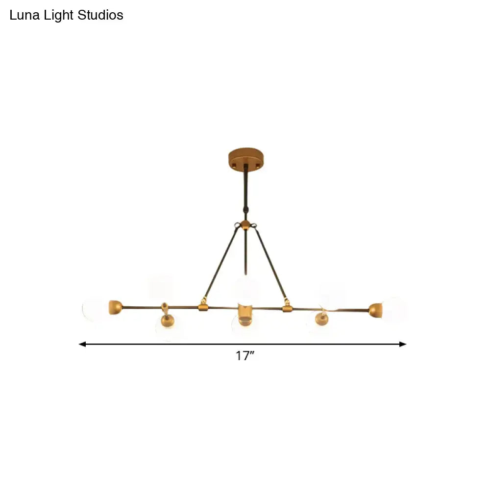Modern brass & black orb shade chandelier dining room light