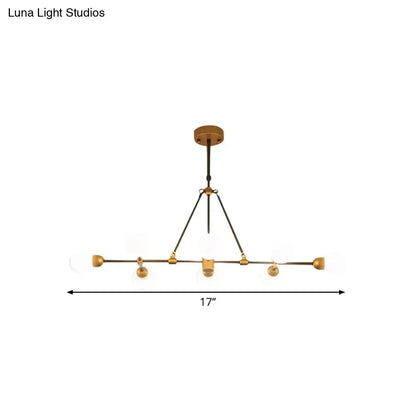 Modern brass & black orb shade chandelier dining room light