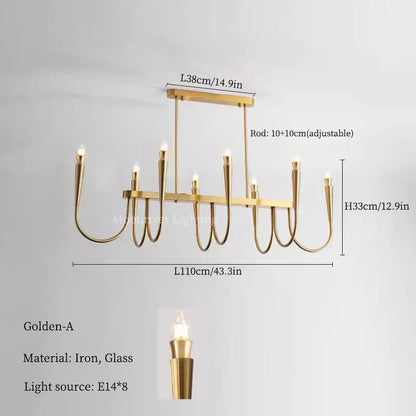 Modern brass black pendant chandelier kitchen island light