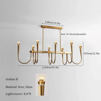 Modern brass black pendant chandelier kitchen island light