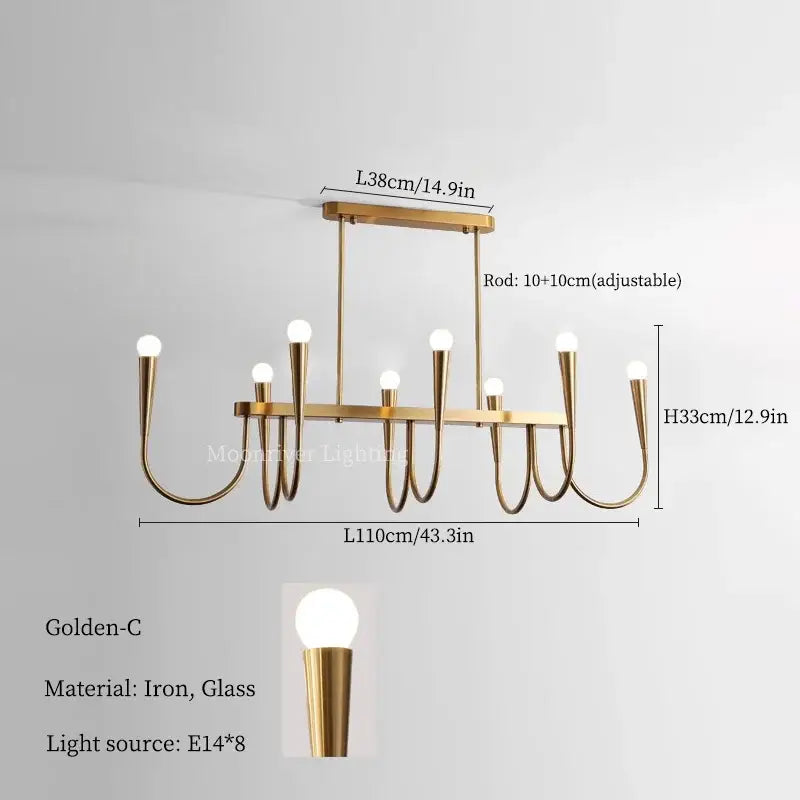 Modern brass black pendant chandelier kitchen island light