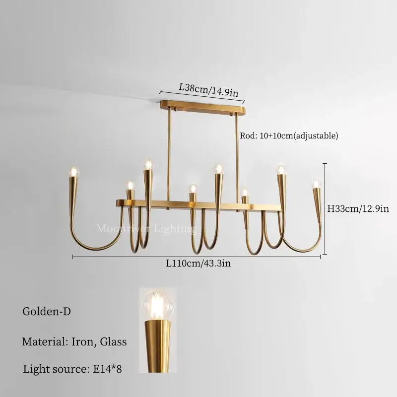 Modern brass black pendant chandelier kitchen island light