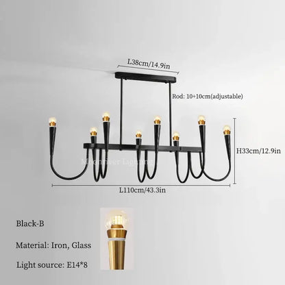 Modern brass black pendant chandelier kitchen island light