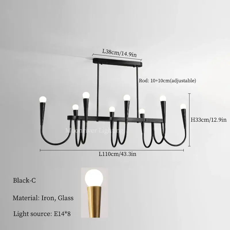 Modern brass black pendant chandelier kitchen island light