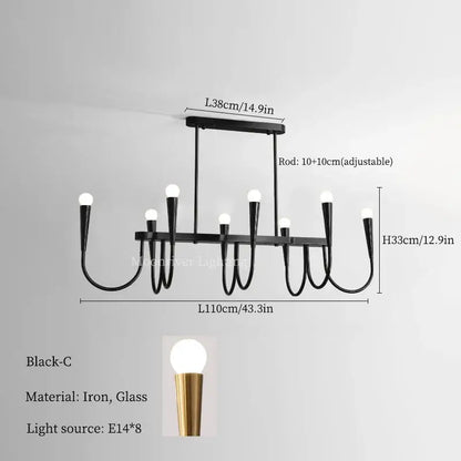 Modern brass black pendant chandelier kitchen island light