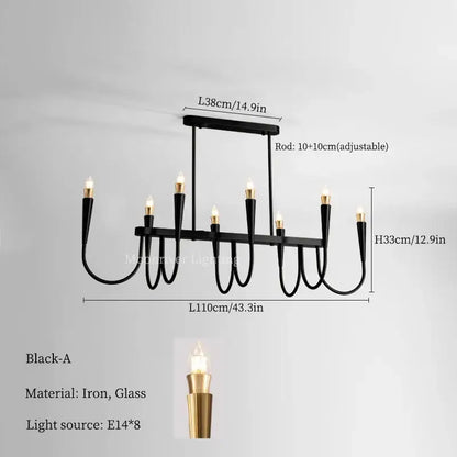Modern brass black pendant chandelier kitchen island light