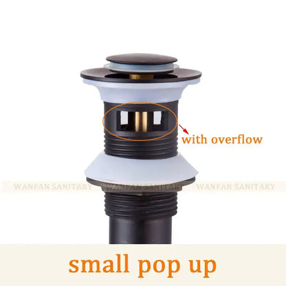 Modern brass black pop up drain stopper bathroom sink overflow