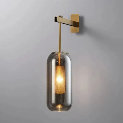 Modern brass & black sconce lights – bedroom glass wall sconce