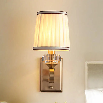 DecorBites™ Modern Brass/Black Wall Mount Light with Cone Shade - Contemporary Fabric Sconce