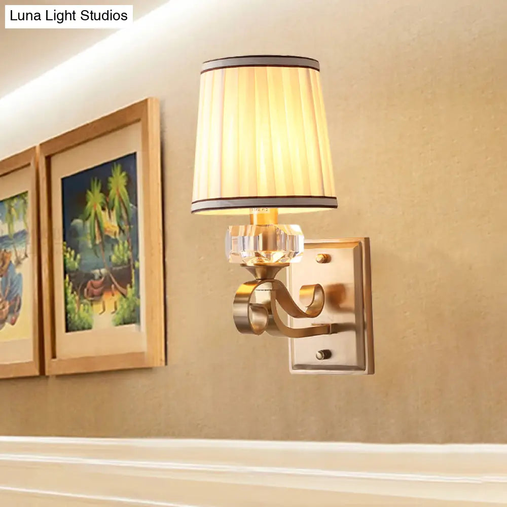 DecorBites™ Modern Brass/Black Wall Mount Light with Cone Shade - Contemporary Fabric Sconce