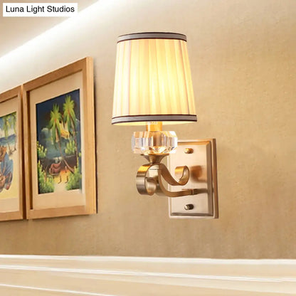 DecorBites™ Modern Brass/Black Wall Mount Light with Cone Shade - Contemporary Fabric Sconce