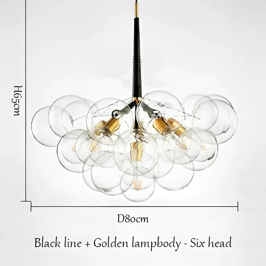 Modern brass bubble chandelier glass led bedroom lighting