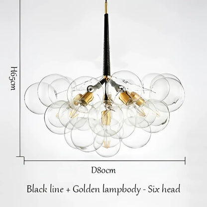Modern brass bubble chandelier glass led bedroom lighting