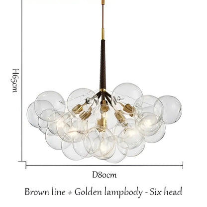 Modern brass bubble chandelier glass led bedroom lighting