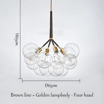 Modern brass bubble chandelier glass led bedroom lighting