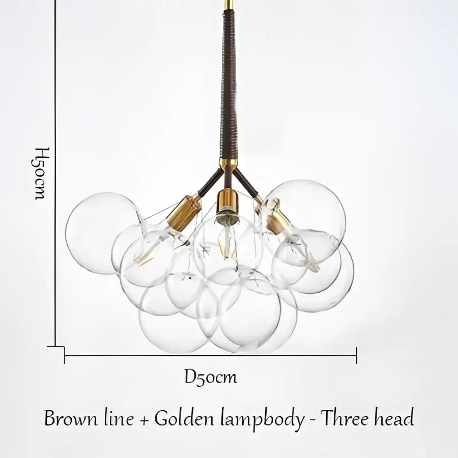 Modern brass bubble chandelier glass led bedroom lighting