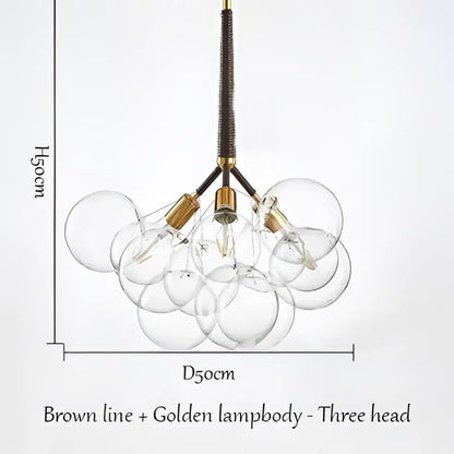 Modern brass bubble chandelier glass led bedroom lighting
