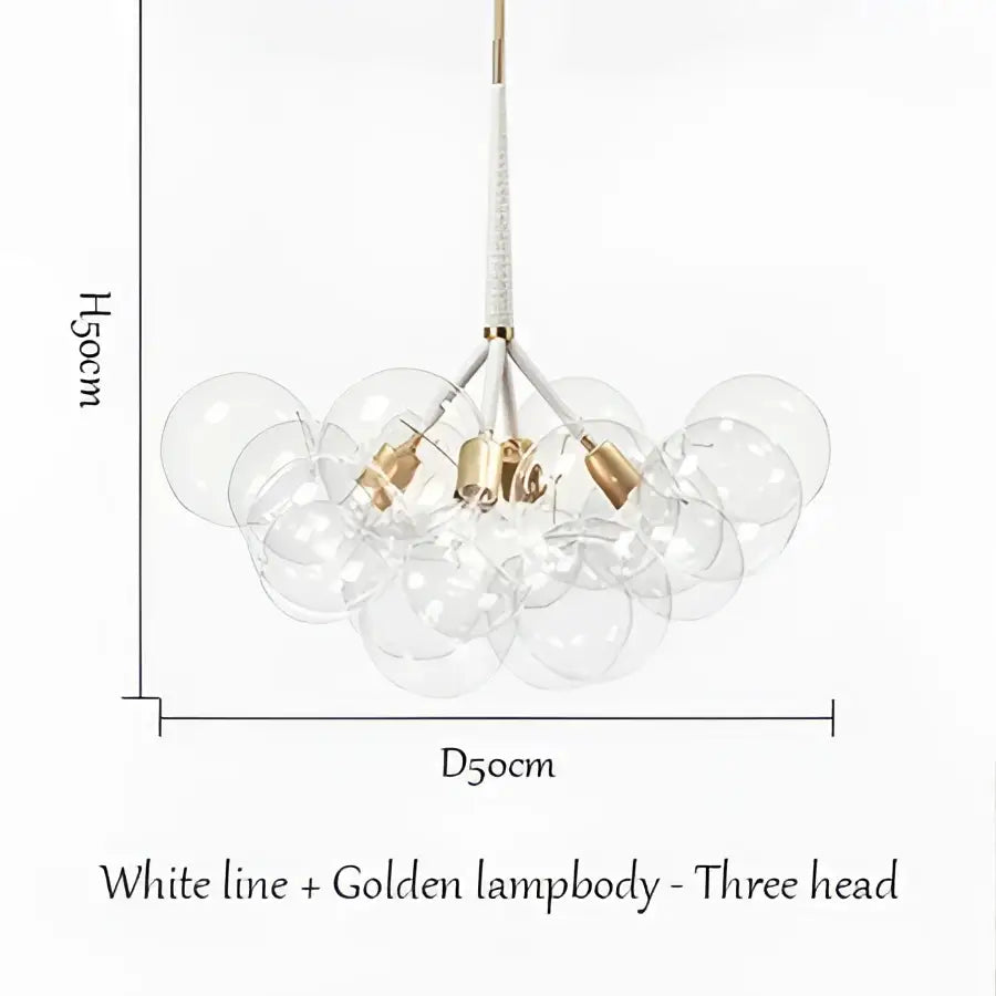 Modern brass bubble chandelier glass led bedroom lighting