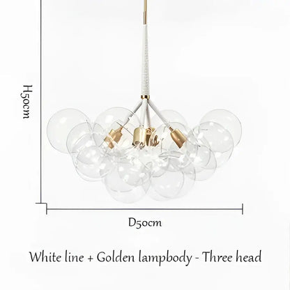 Modern brass bubble chandelier glass led bedroom lighting