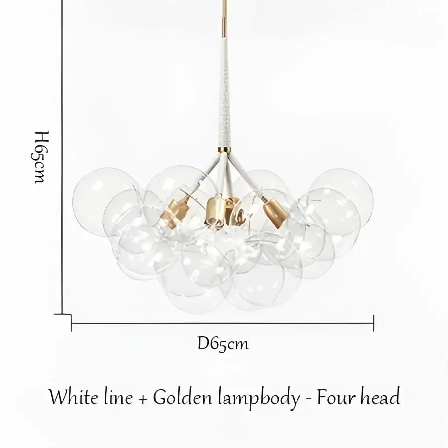 Modern brass bubble chandelier glass led bedroom lighting