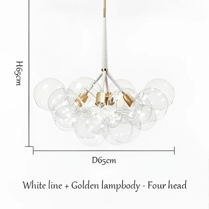 Modern brass bubble chandelier glass led bedroom lighting