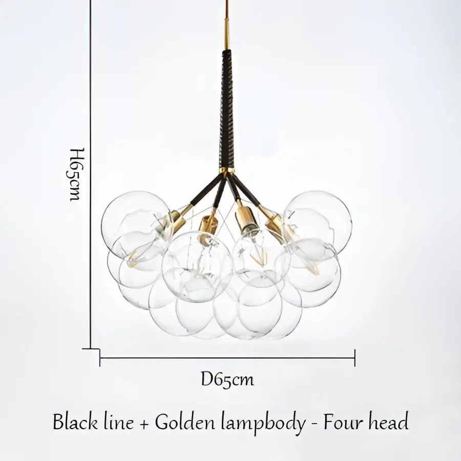 Modern brass bubble chandelier glass led bedroom lighting