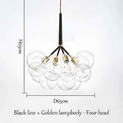 Modern brass bubble chandelier glass led bedroom lighting