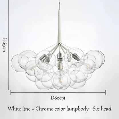 Modern brass bubble chandelier glass led bedroom lighting
