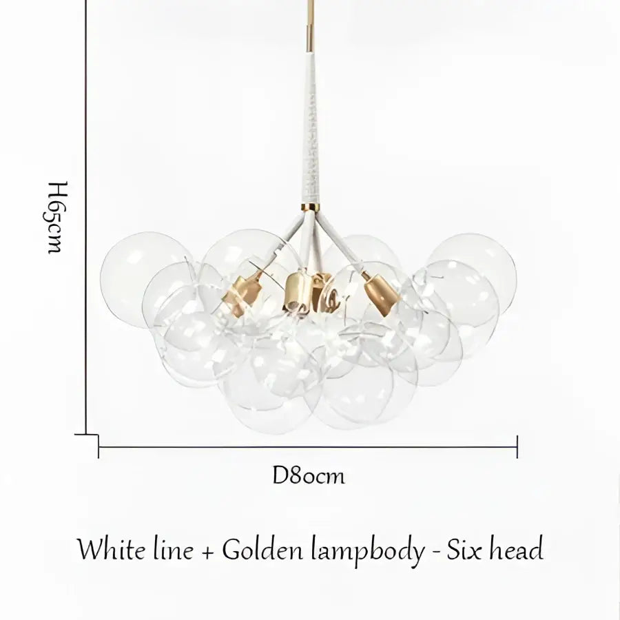 Modern brass bubble chandelier glass led bedroom lighting