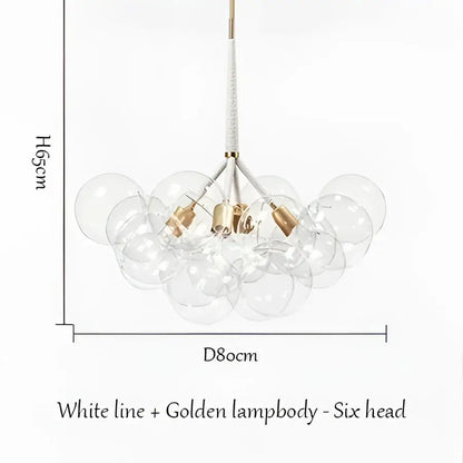 Modern brass bubble chandelier glass led bedroom lighting