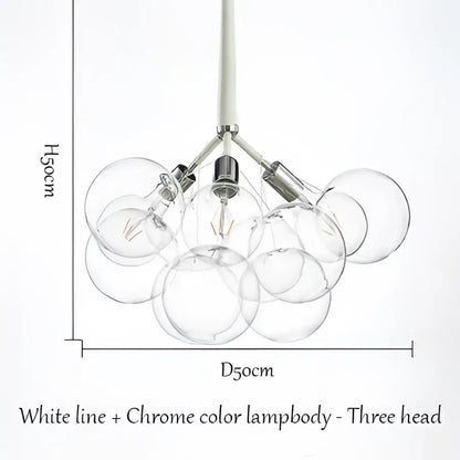 Modern brass bubble chandelier glass led bedroom lighting