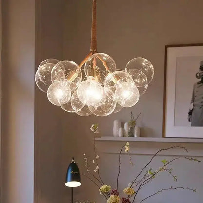 Modern brass bubble chandelier glass led bedroom lighting