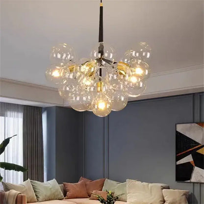 Modern brass bubble chandelier glass led bedroom lighting
