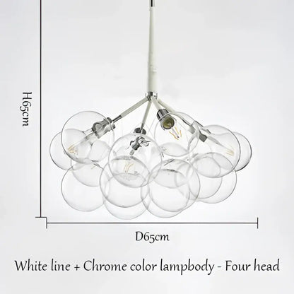 Modern brass bubble chandelier glass led bedroom lighting