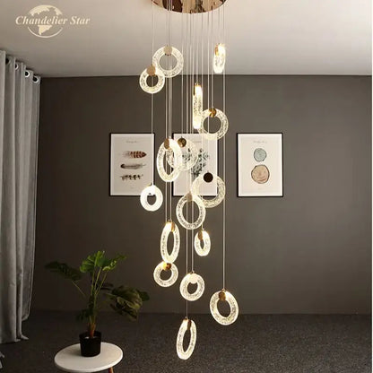 Modern brass bubble crystal led chandelier bedroom pendant light